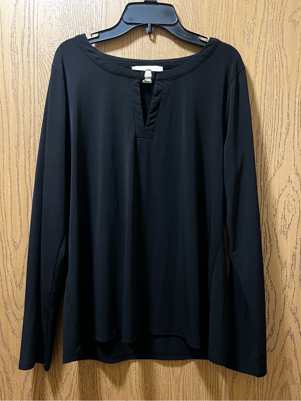 Michael Kors Black Long Sleeve Keyhole Neck Blouse